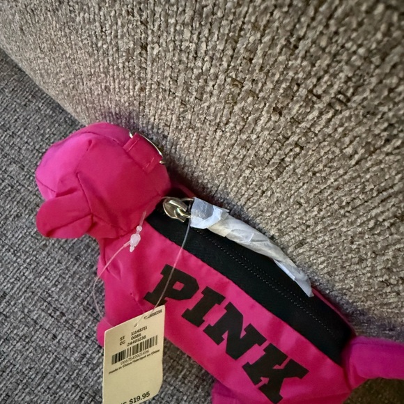PINK Victoria's Secret Hot Pink Dog Plush and polkadot zipper bag inside - Picture 2 of 4